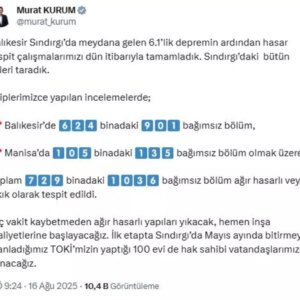 sindirgida deprem hasari 1036 bagimsiz bolum tespit edildi ImcJylJE